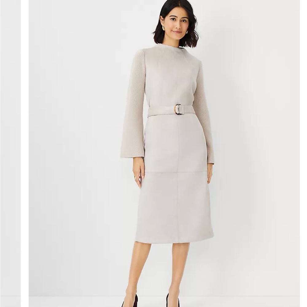 Ann Taylor | Faux Suede Mixed Media Sweater Dress